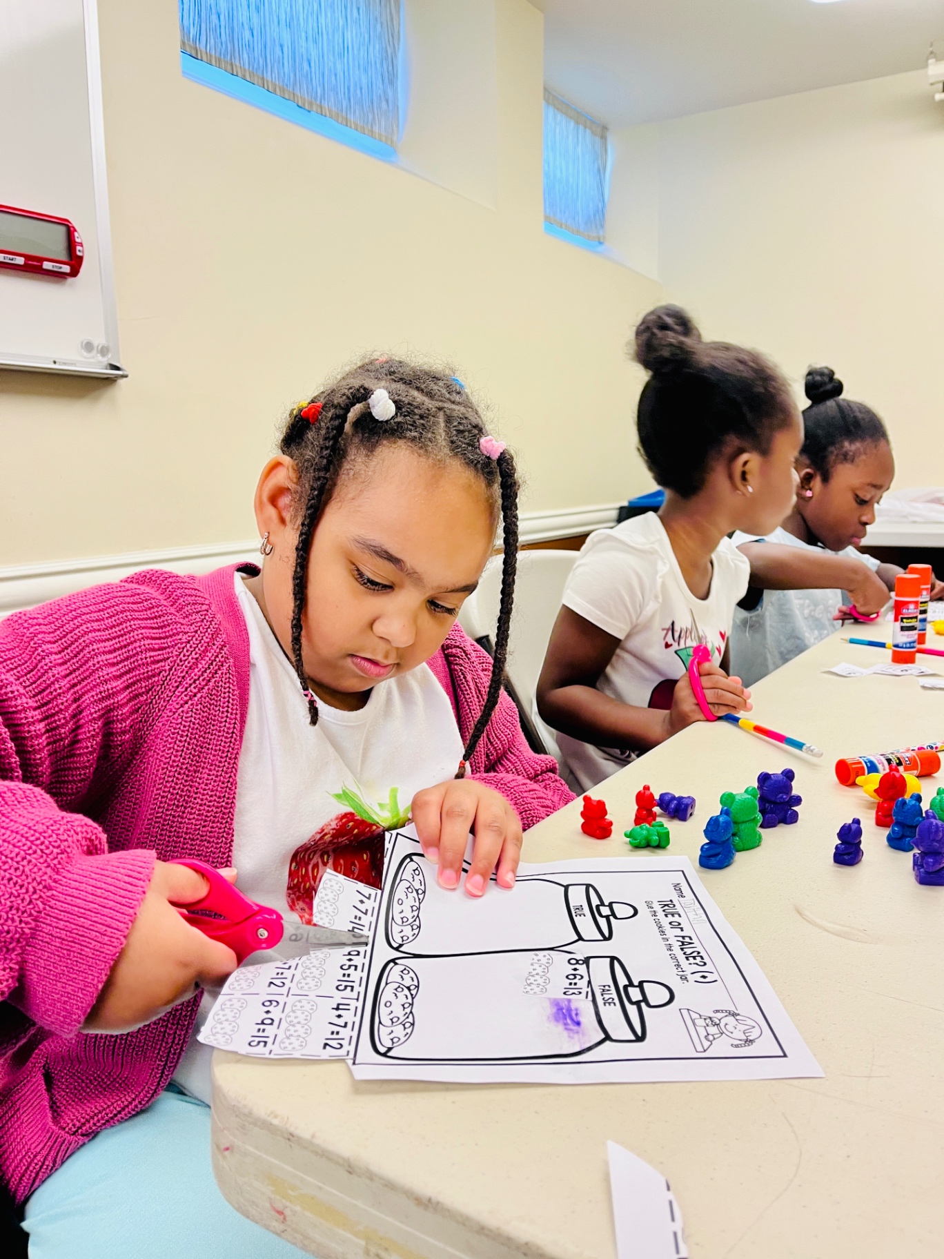 Students completing a hands-on math activity at the summer program